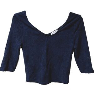 ✨FREE✨ w/ $10+ Purchase Dark Academia Blue Lace Crop Top 💙🔲🐈‍⬛